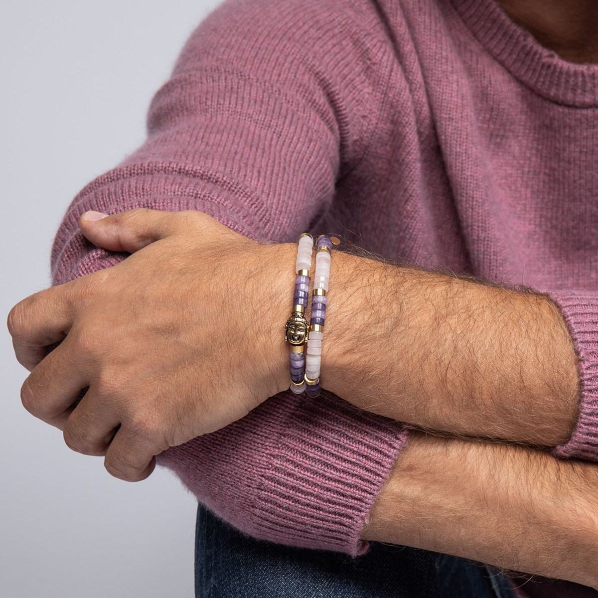 Bracelet Perles Heishi Pierre D'améthyste Quartz Rose-enfant-12cm