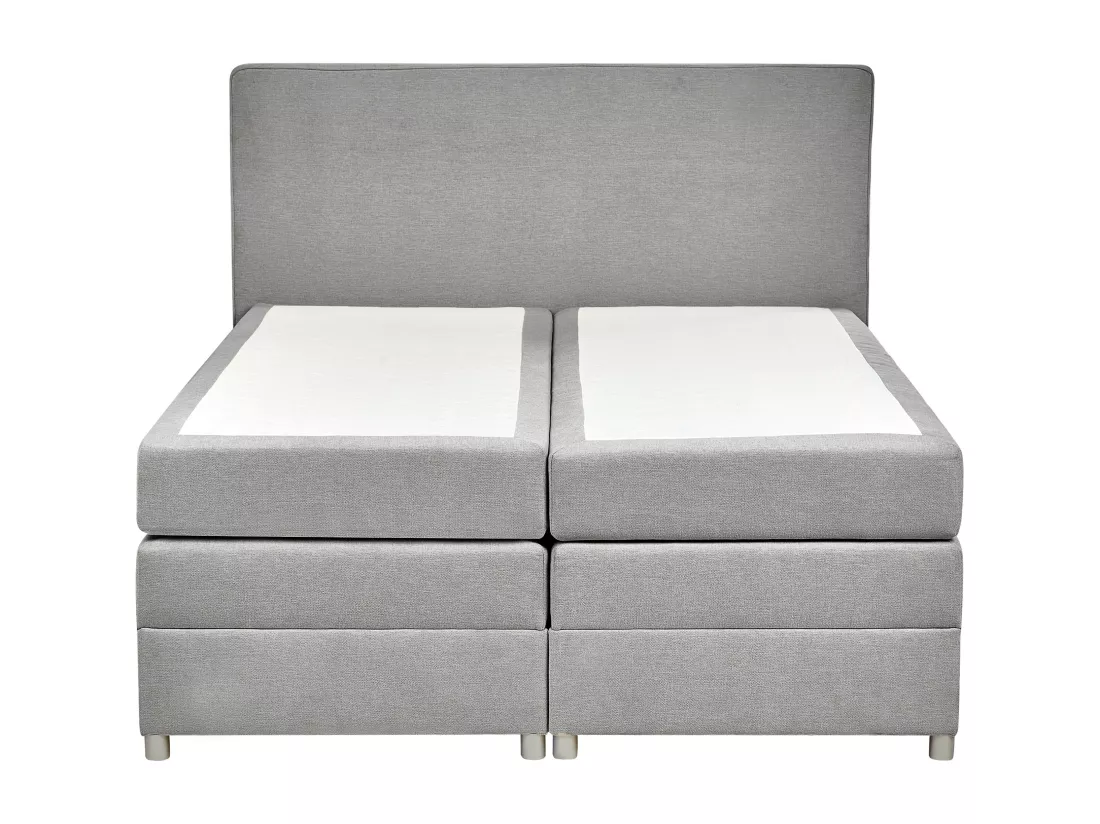 Lit boxspring avec rangement Tissu MINISTER 160 x 200 cm Gris clair