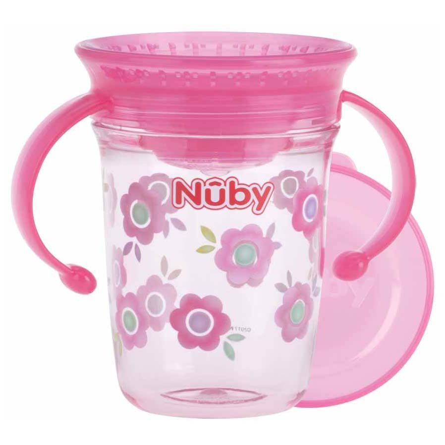 Nûby 360 graden Wonder Cup met handvatten 240ml roze
