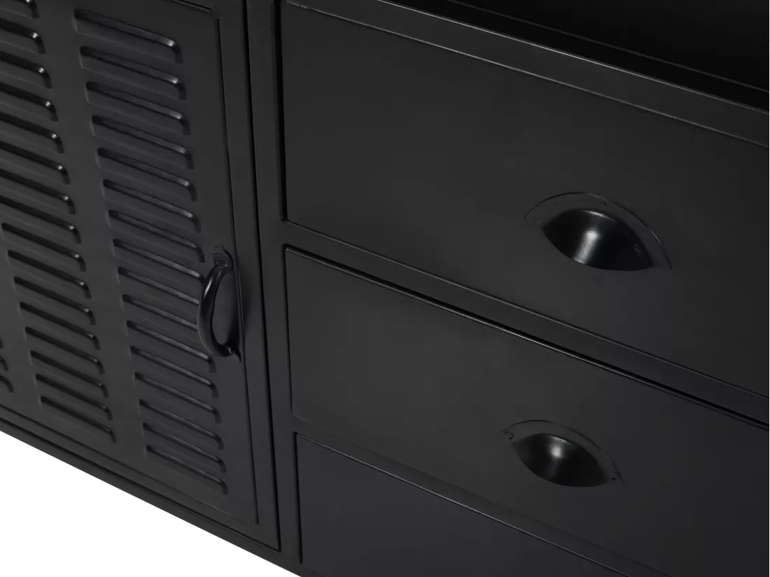 Meuble sous vasque en métal noir et bois de manguier - 95 cm - ERIDANI