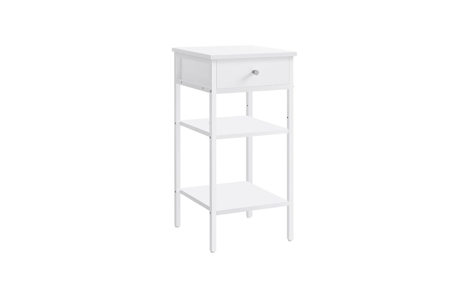 Nachttisch 35 x 70 cm, WeissBeistelltisch mit Schublade