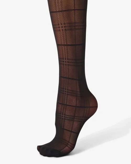 collant fashion tartan carreaux 30 deniers noir