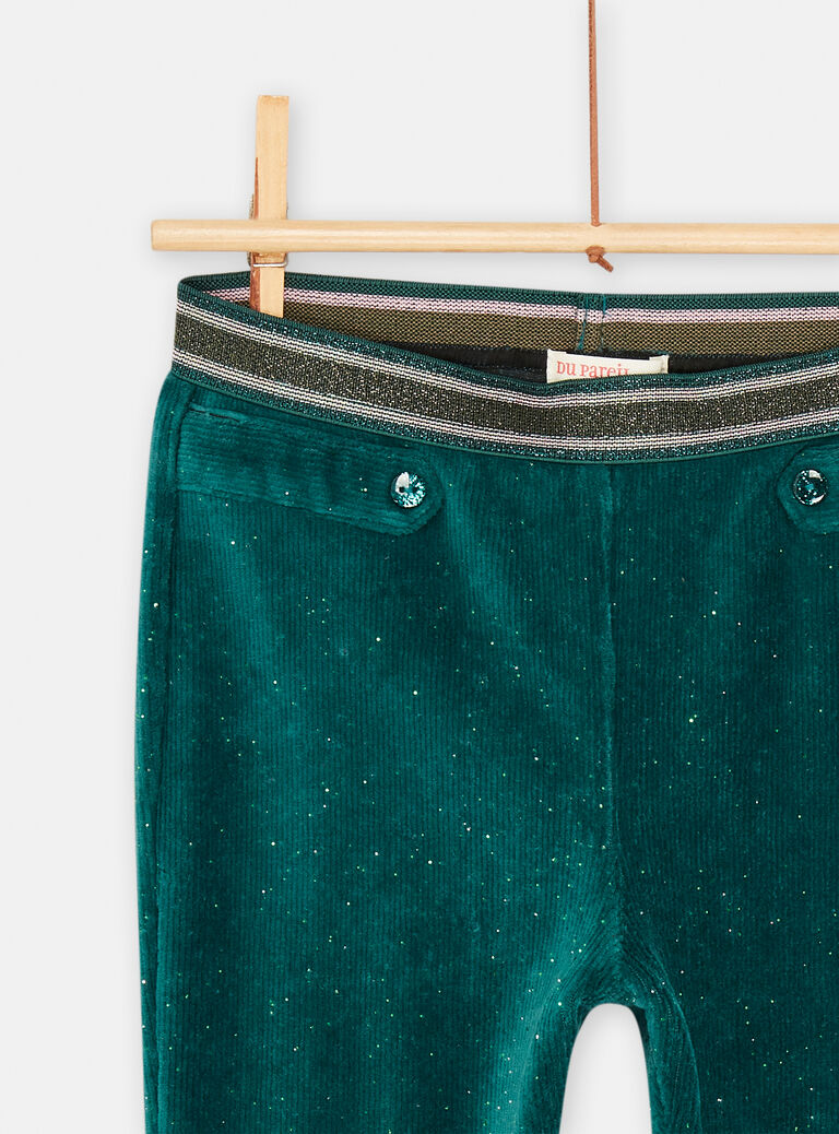 Pantalon bleu canard souple pour fille