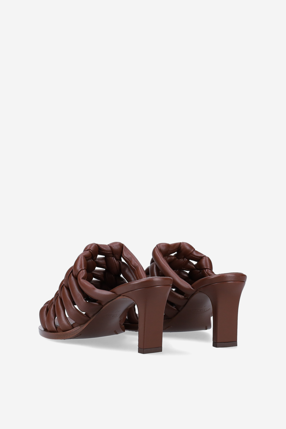 Leather braided heeled sandals
