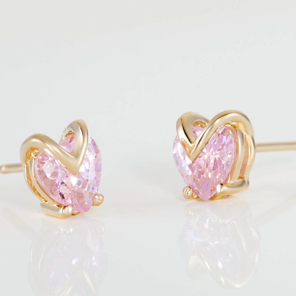 Boucles D'oreilles Puces Abelinia Plaqué Or Jaune Oxyde De Zirconium