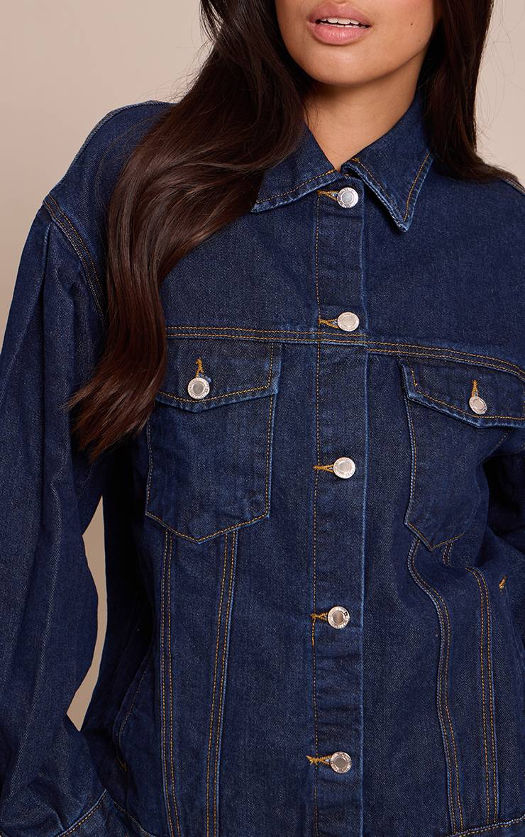Bleu Indigo Veste En Denim Oversize À Manches Cocon