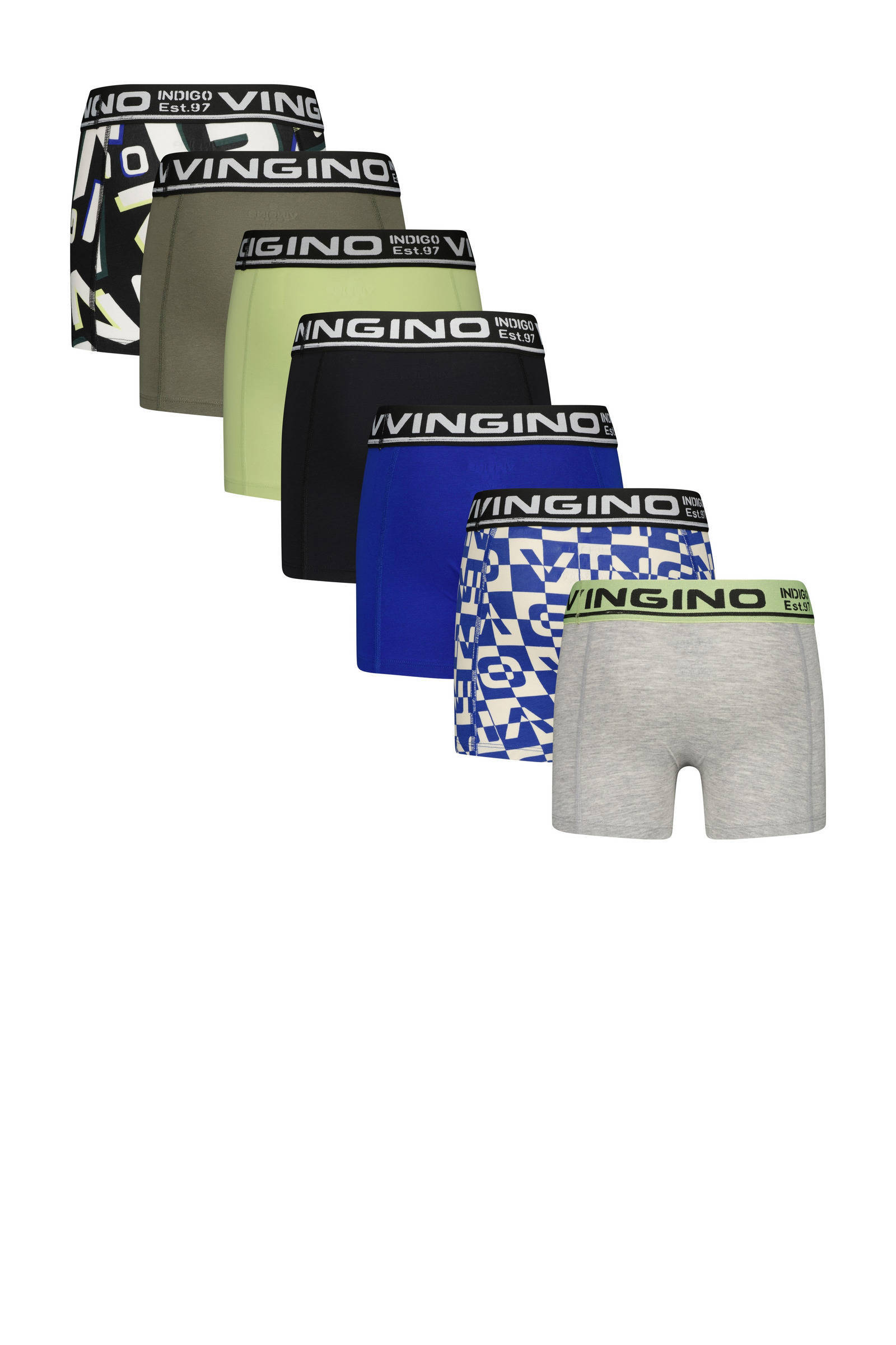 Vingino boxershort - set van 7 blauw/multicolor
