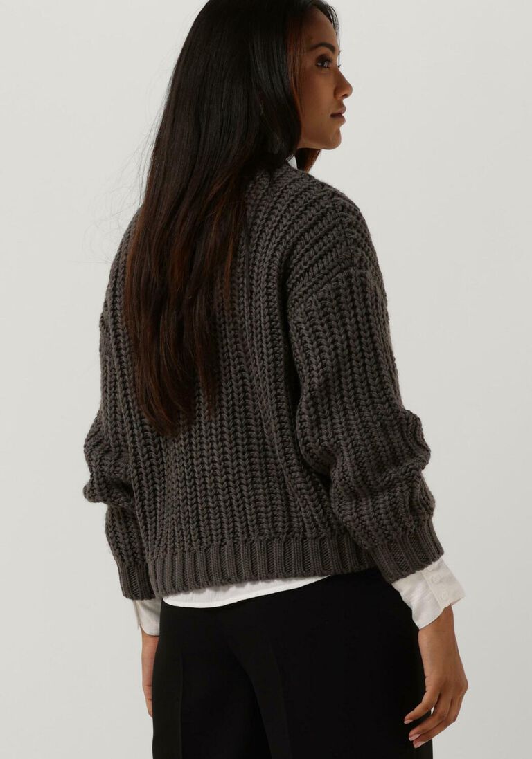 MY ESSENTIAL WARDROBE donkergrijze my essential wardrobe trui ava knit pullover
