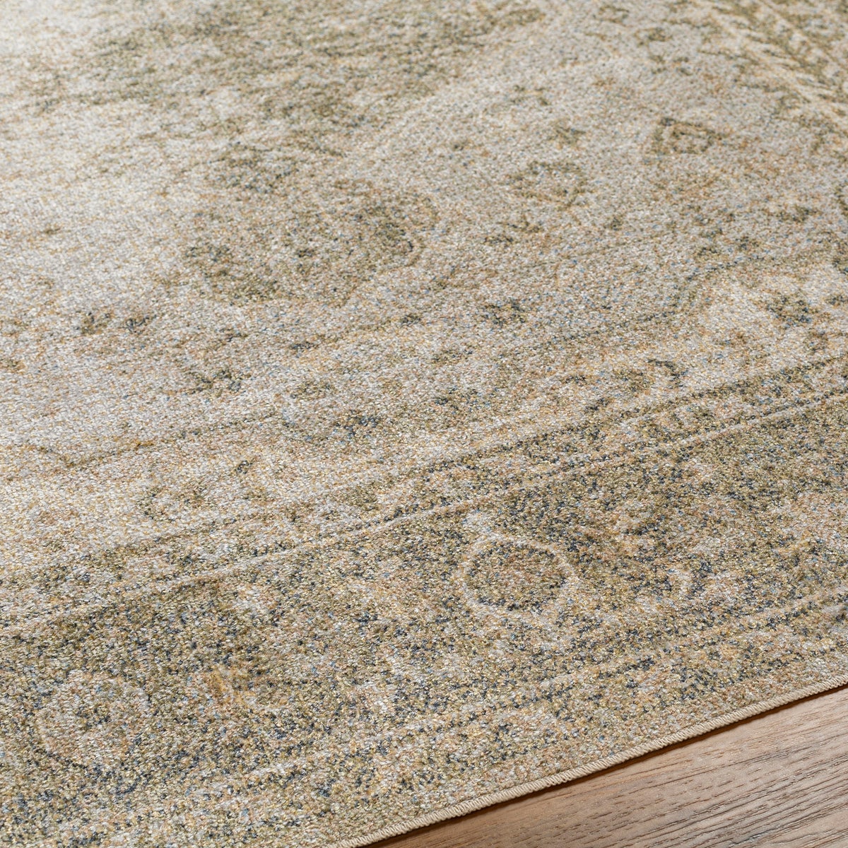 Vintage tapijt, machinewasbaar, groen/bruin, 160x213 cm, BOKA