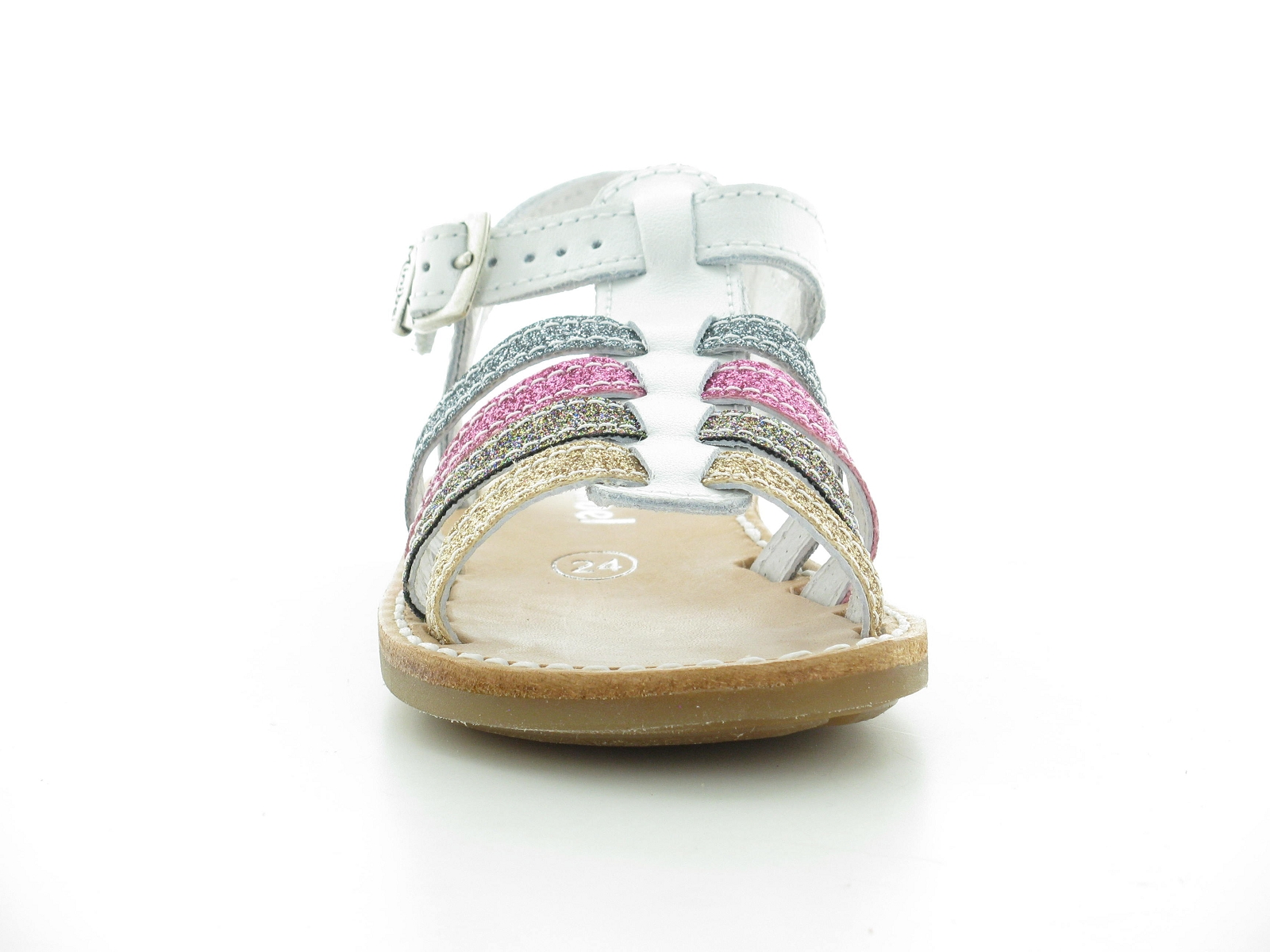 Minibel 4-CHANA Cuir Blanc Violet