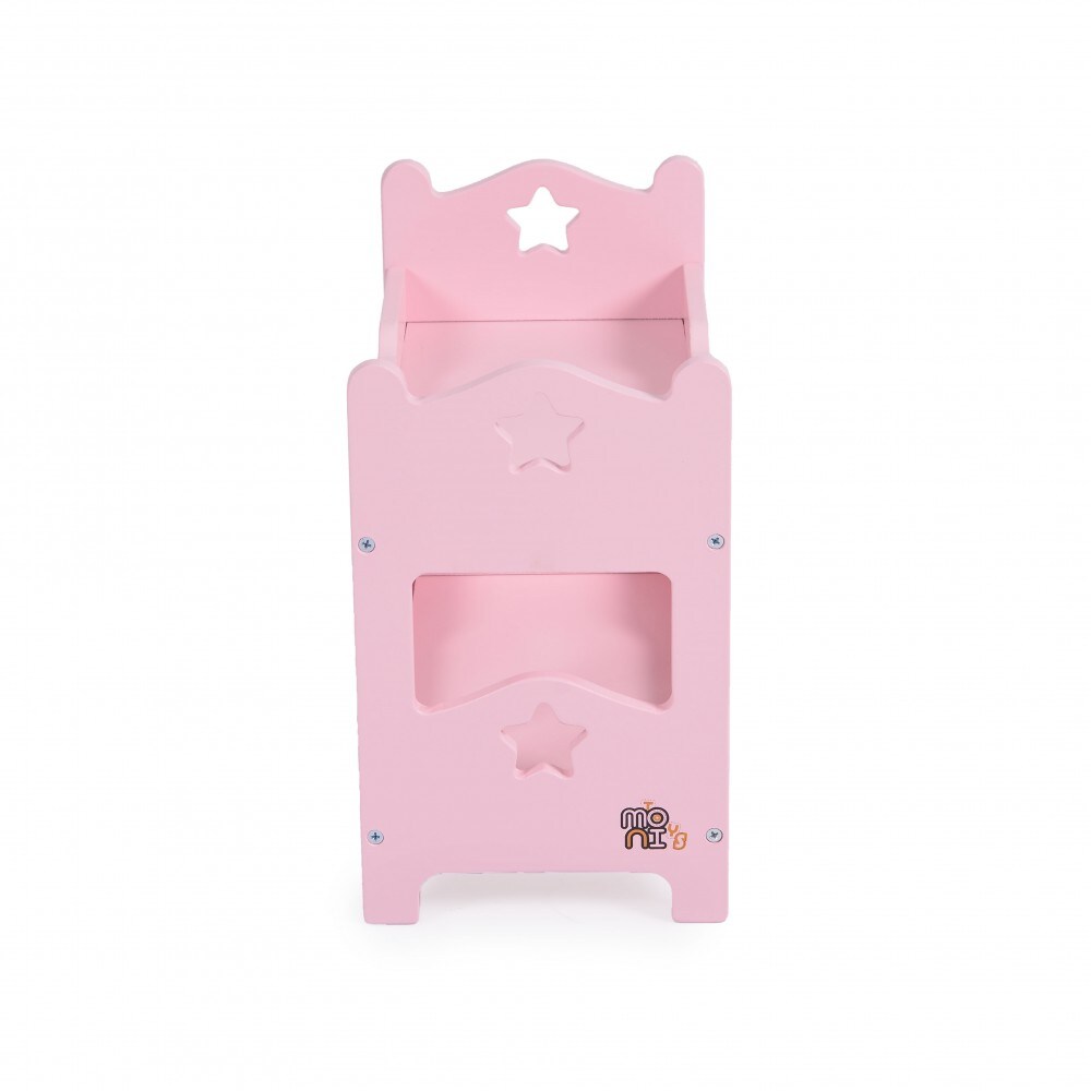 Moni Puppenbett PH12A003 Holz, Stockbett, Maße 31 x 16 x 26 cm, Leiter, Sterne rosa
