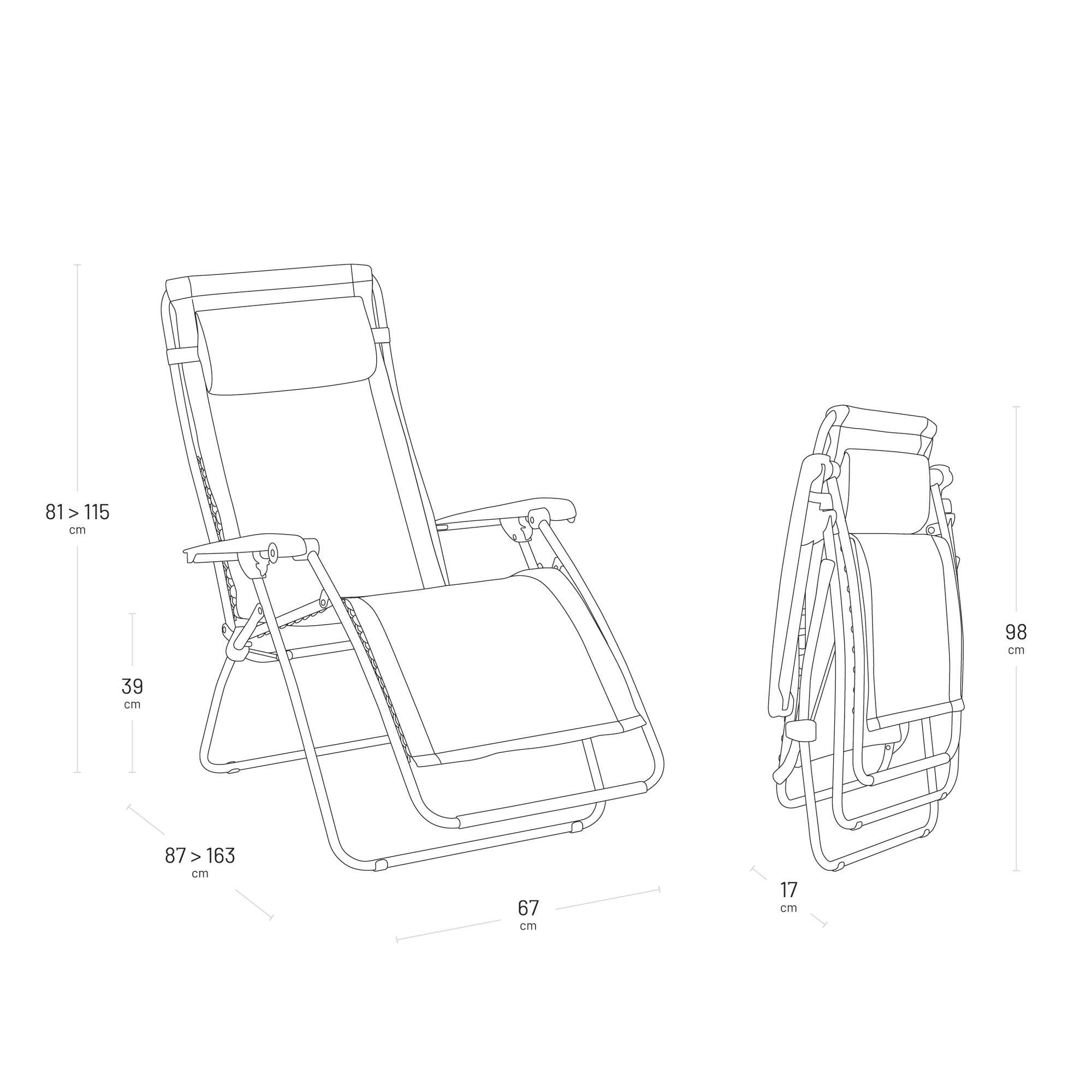 Gepolsterte Zero-Gravity-Relaxliege RSX Clip LightComfort® Blau Denim