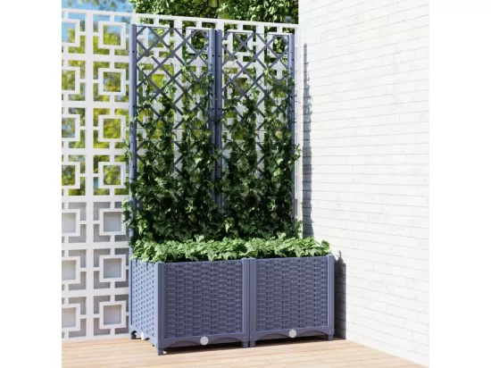 Jardinière avec treillis Gris foncé 80x40x136 cm PP