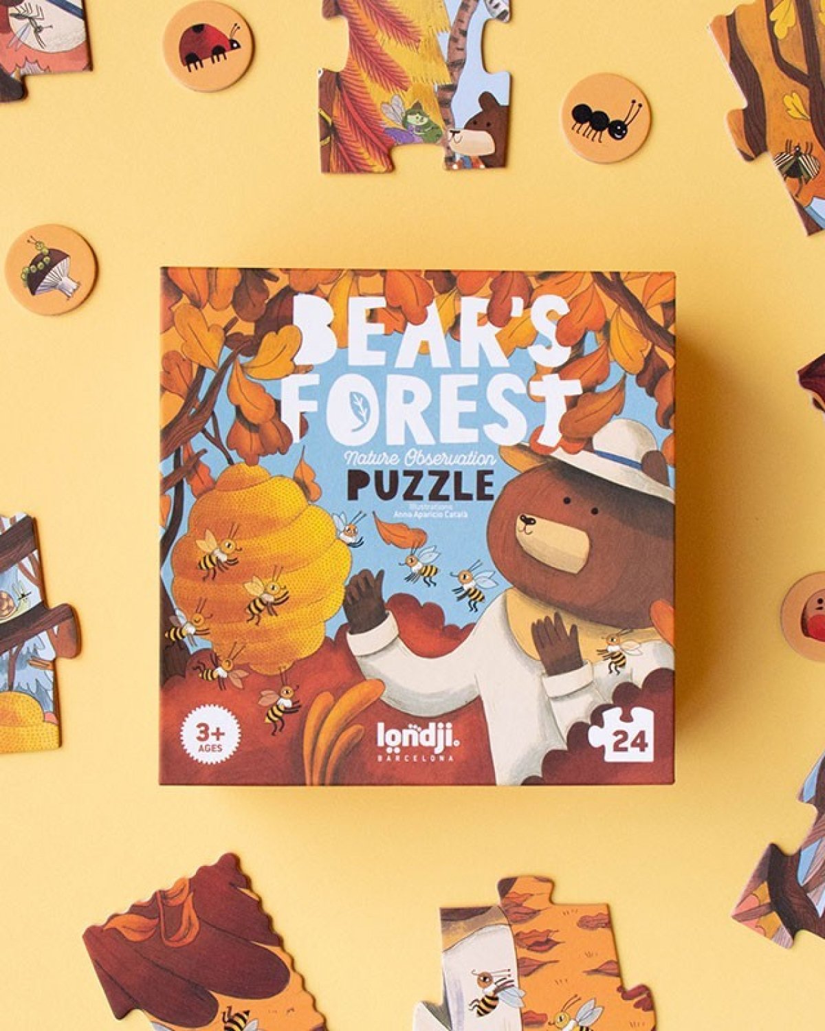 Puslespill og “Hvor er…”-spill – 2i1 Puslespill Barn 3år+ | Bear’s Forest