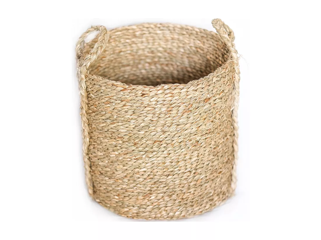 Panier en Fibres Naturelles avec Poignées - 30x30CM - Taral Naturel