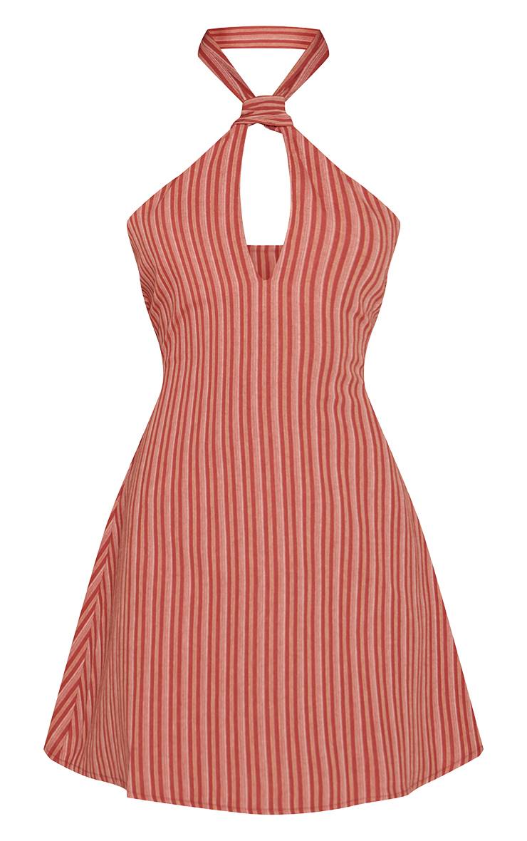 Rouille Robe Droite À Rayures Avec Encolure Dos-nu