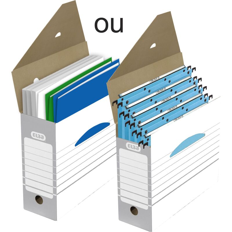 Pack 20 boites d'archivage Elba d10 automatique assorti