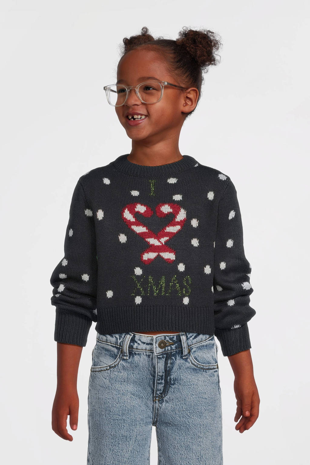 NAME IT kersttrui donkerblauw gebreid