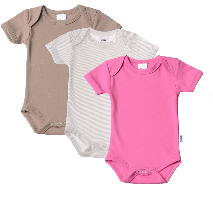 Liliput 3er-Pack Amineckbody coffee, grau gestr, pink