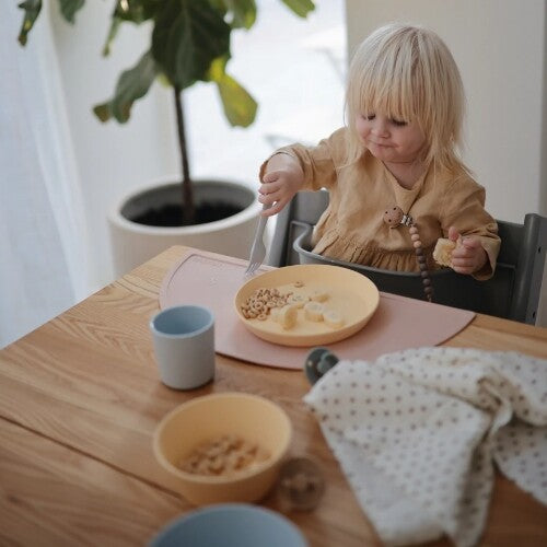 Mushie kinderkommen rond - daffodil - 2st