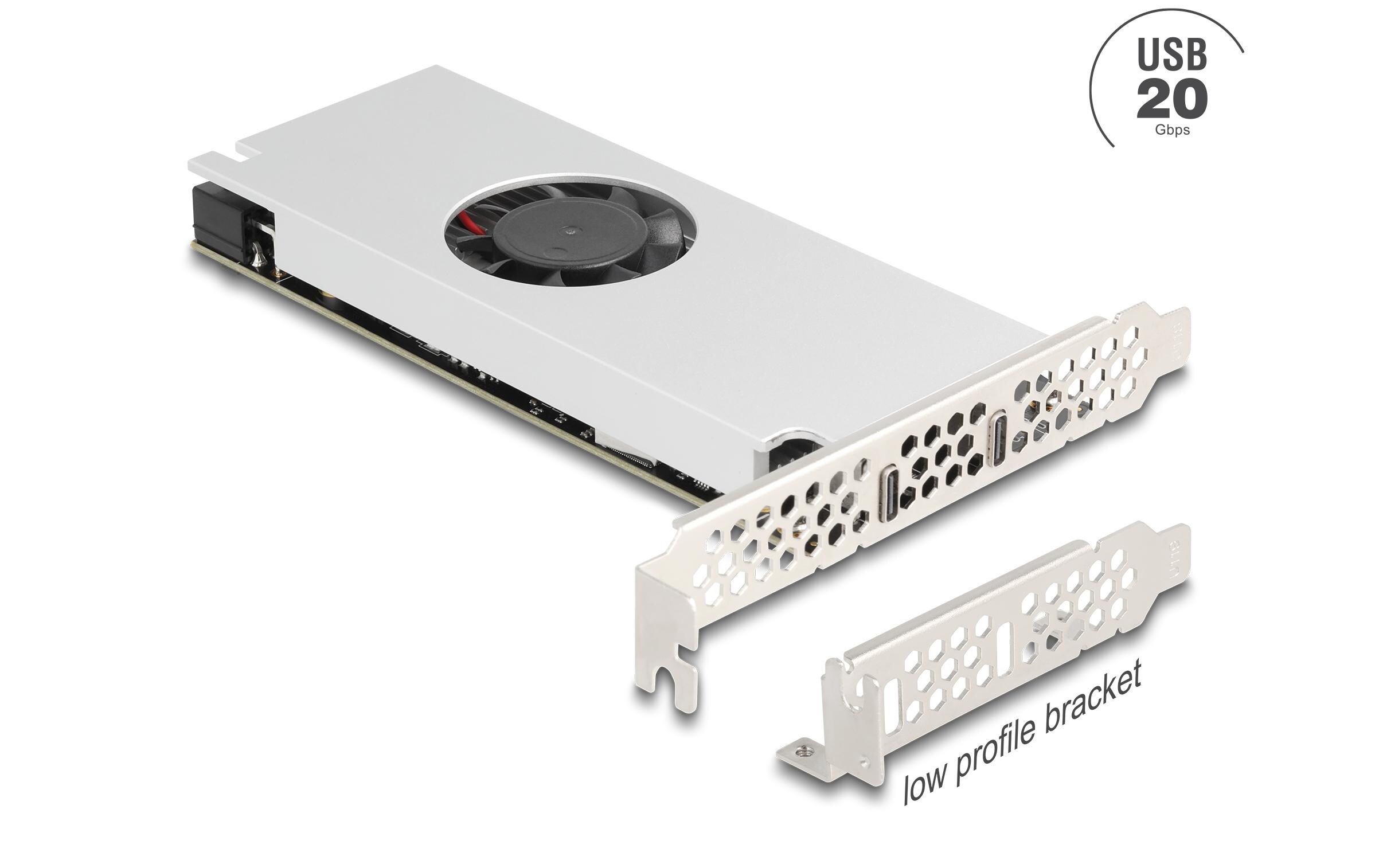 PCI-Express-Karte 2x USB Type-C 20 GBps<br>PCIe-Schnittstellenkarte mit zwei externe USB 20 Gbps Ports