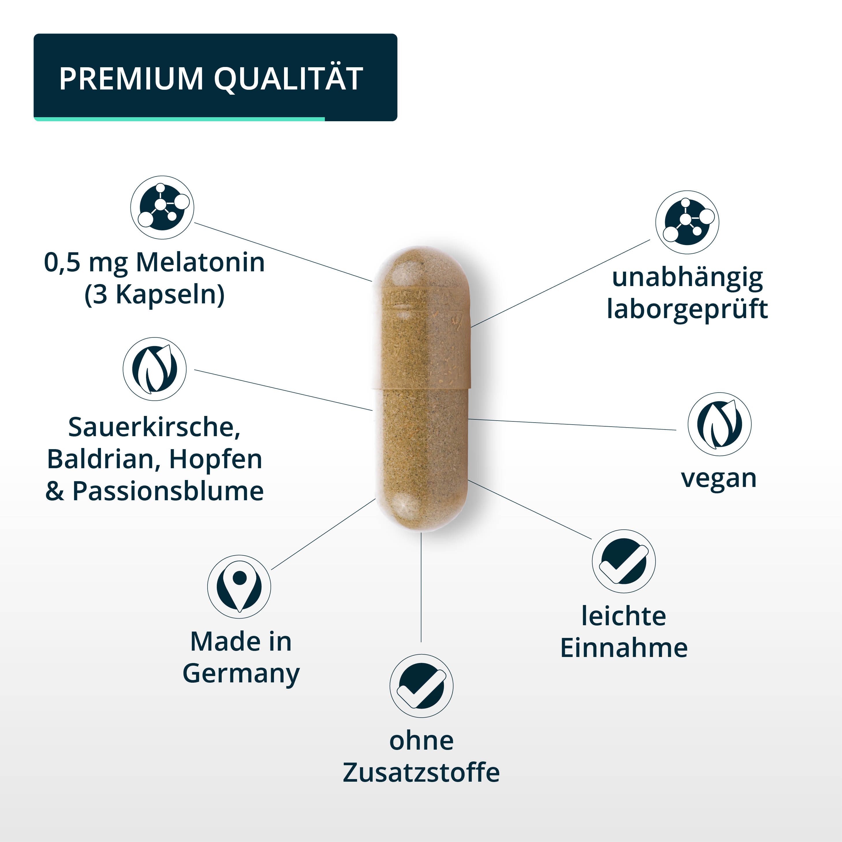 brandl® Melatonin mit Baldrian, Passionsblume, Sauerkirsche & Hopfen