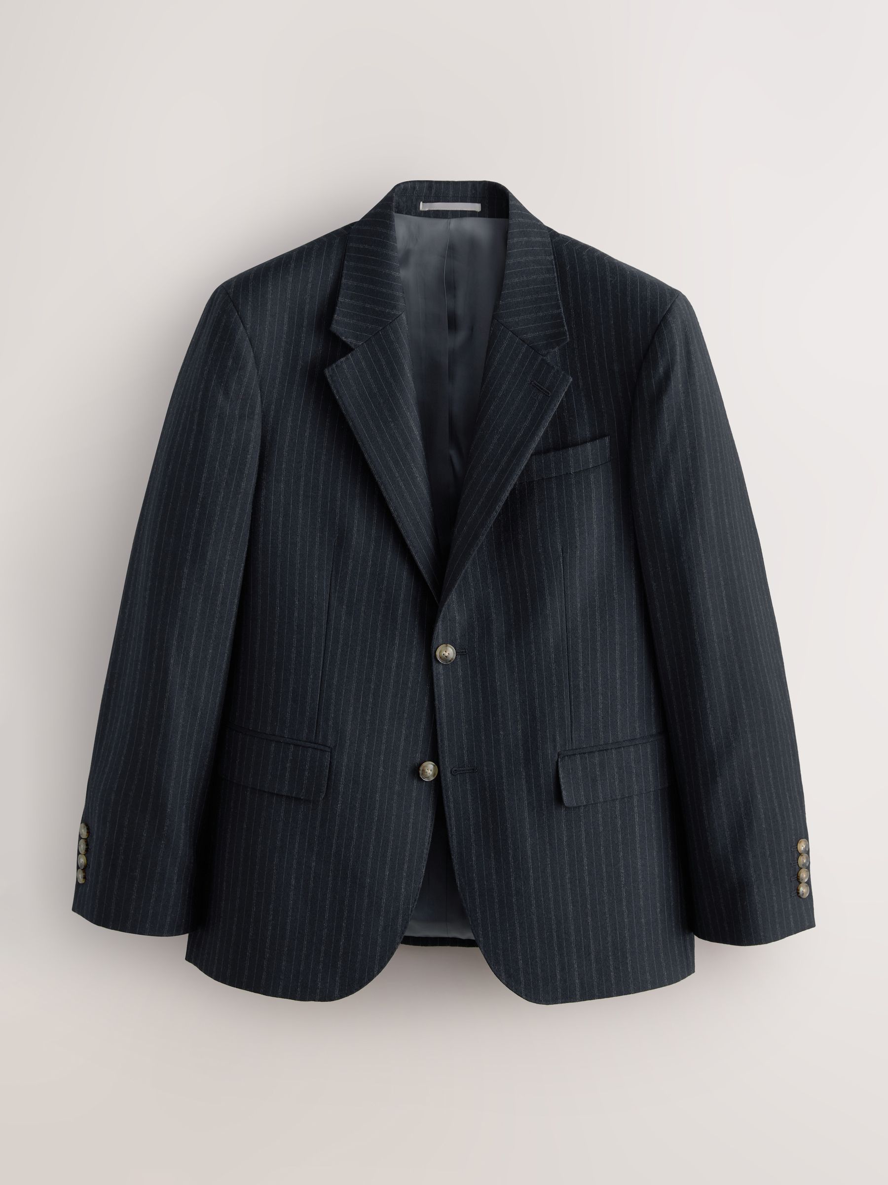 Marineblauw - Signature Stripe Empire Mills British 100% Wool Suit Jacket