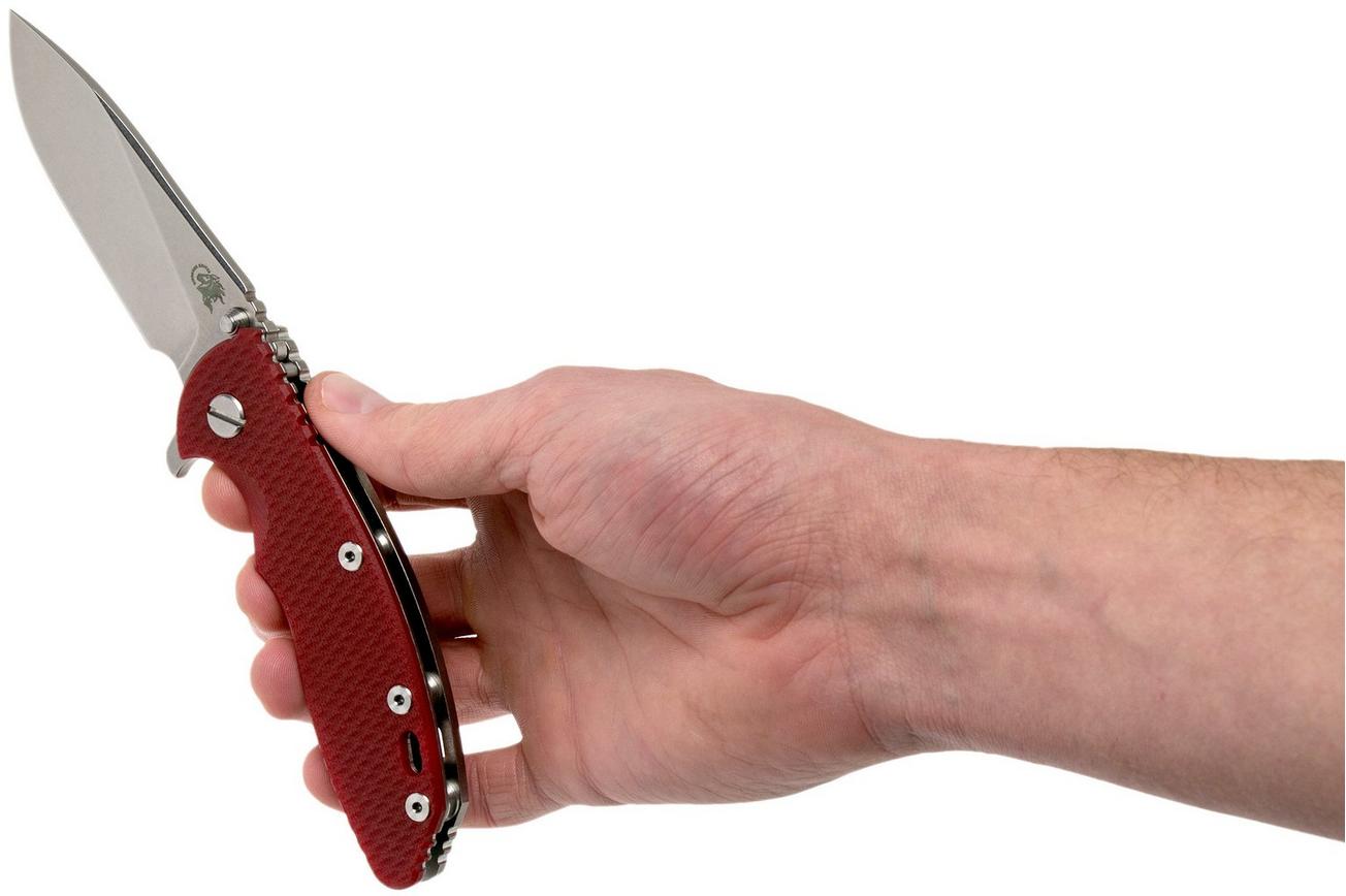 Rick Hinderer XM18 3,5” 20CV Slicer, Red G10 zakmes