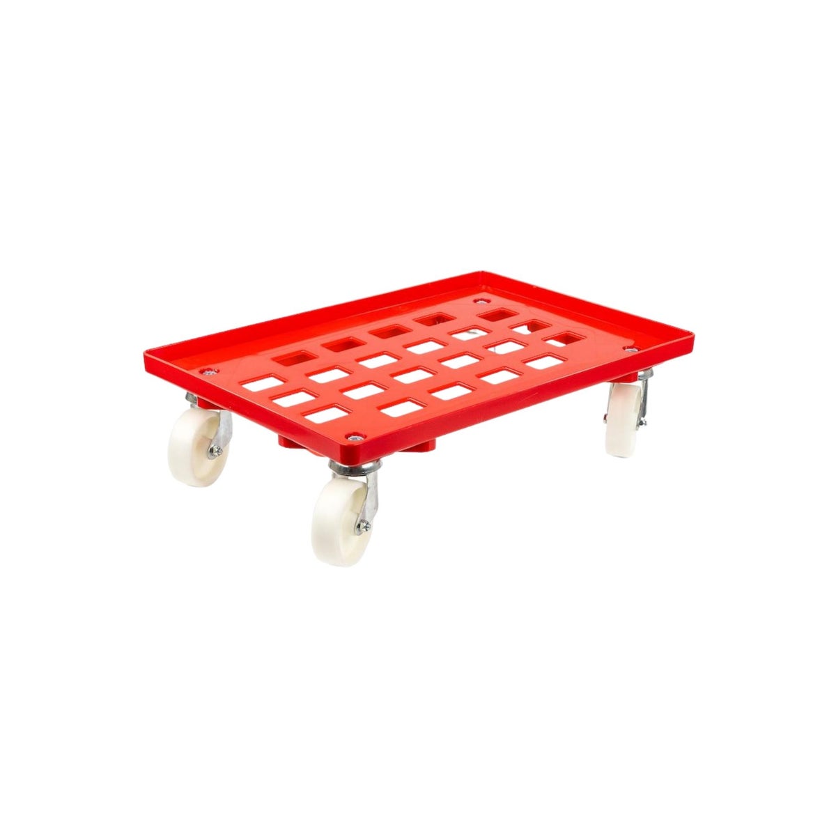 PROREGAL Voordeelset 2x Transportwagens voor Euroboxen 60 x 40 cm met Kunststof Wielen, Rood, Rooster, 4 Zwenkwielen, Draagvermogen 300 kg