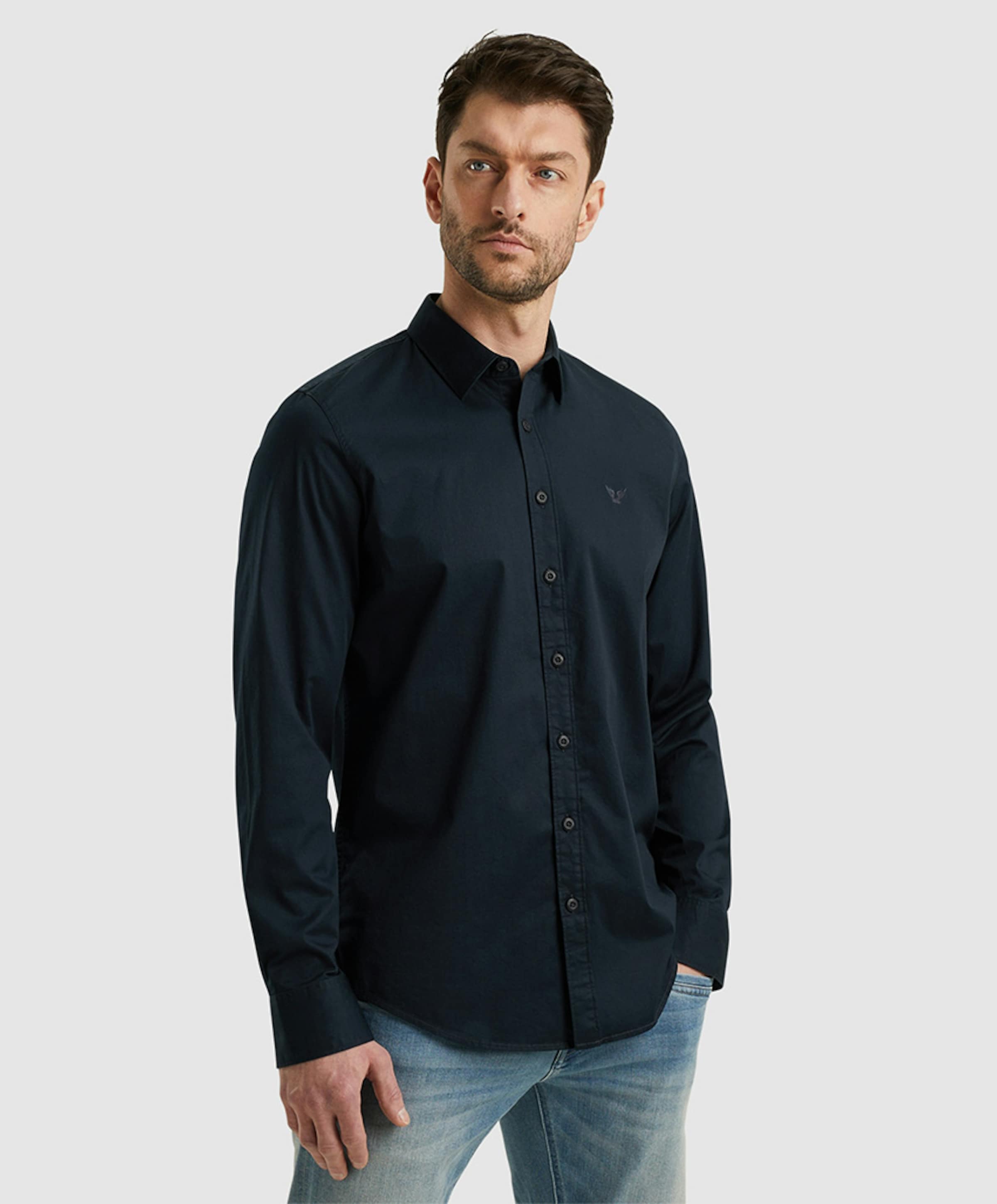 PME Legend Heren overhemd lange mouw blauw