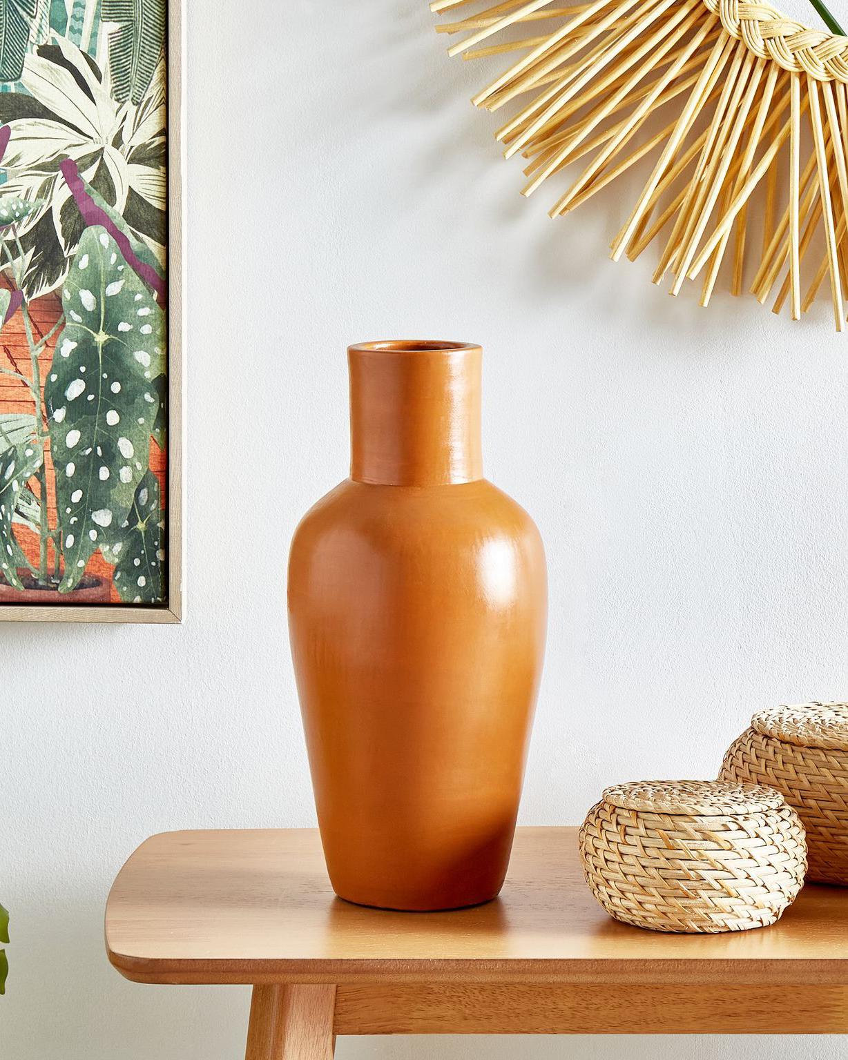 Decoratieve vaas KARFI Keramiek 37 cm Oranje