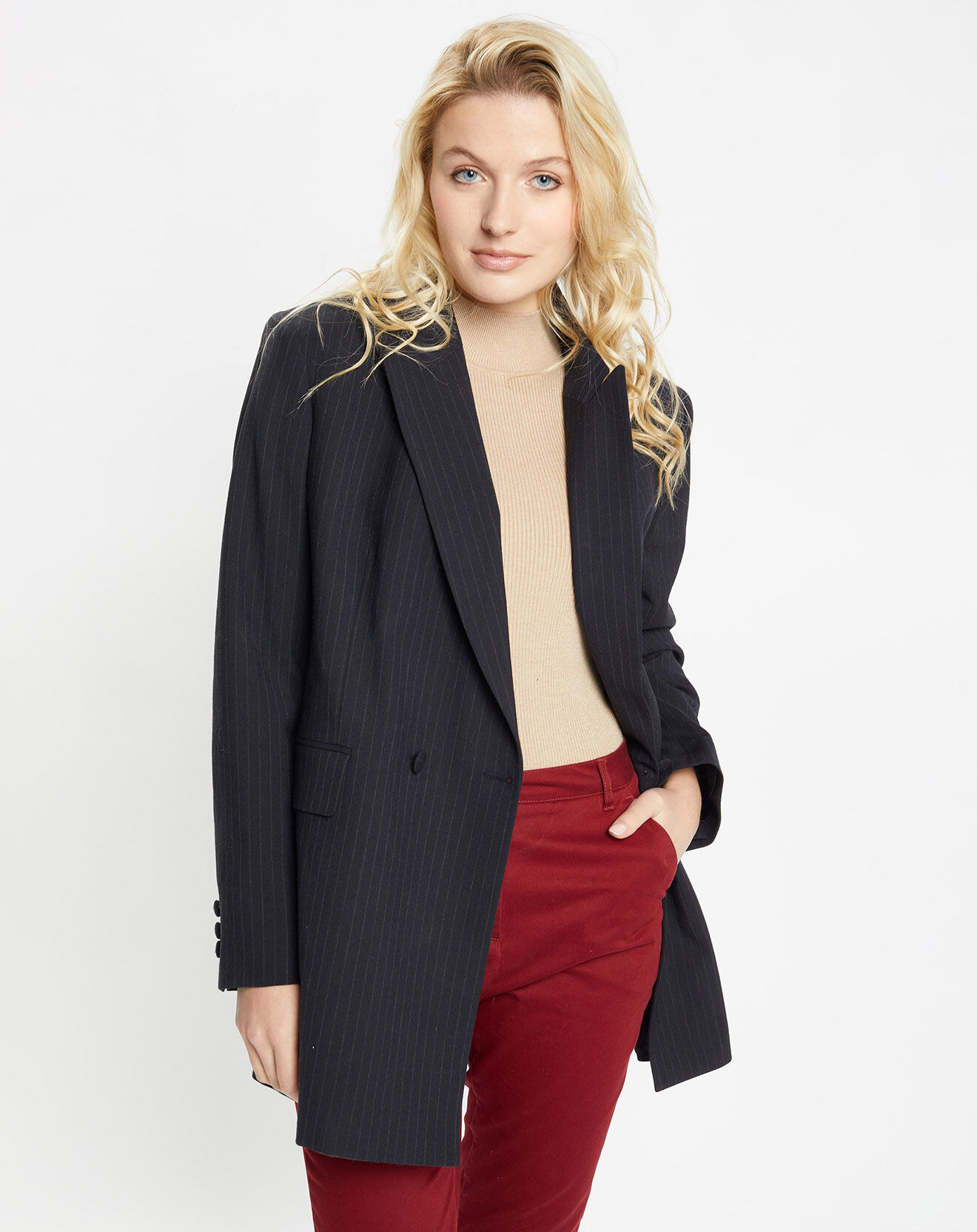 Jodhpur Veste en Laine mélangée pang rayée bleue