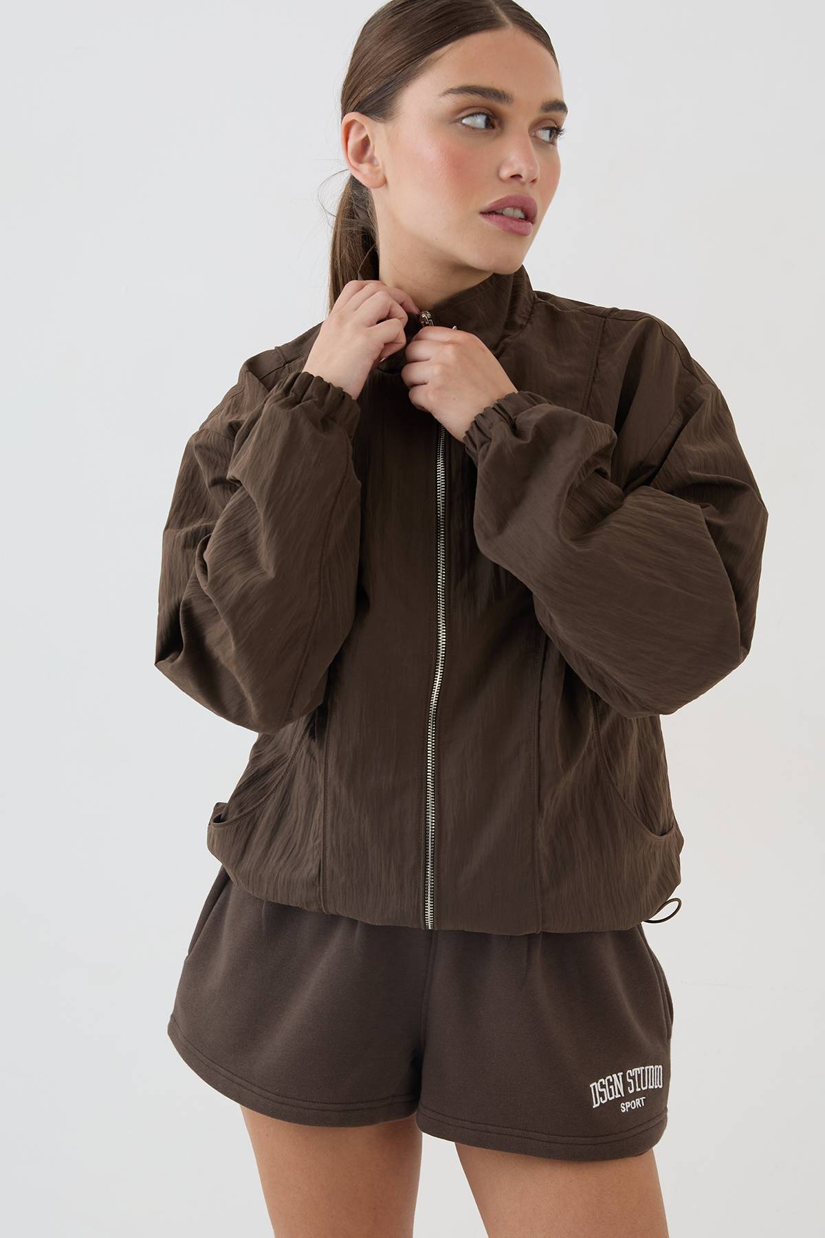 Veste À Col Montant Effet Peau De Pêche Dsgn Studio