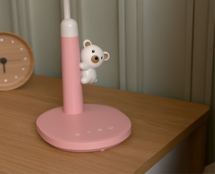 Twinkel LED Kinder Tischleuchte mit Nachtlicht Dimmbare Tisch Lampe mit Schwanenhals (41-5011.130) - Hellrosa