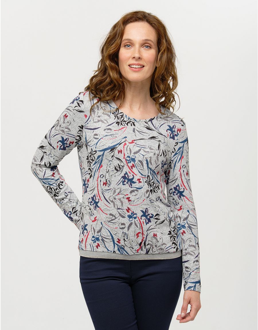 T-shirt chaud gris motifs