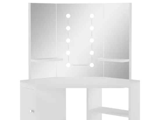 Coiffeuse d'angle table de maquillage lumière LED Blanc clair