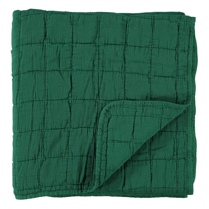 Camomile London Couverture matelassée en coton | Vert forêt