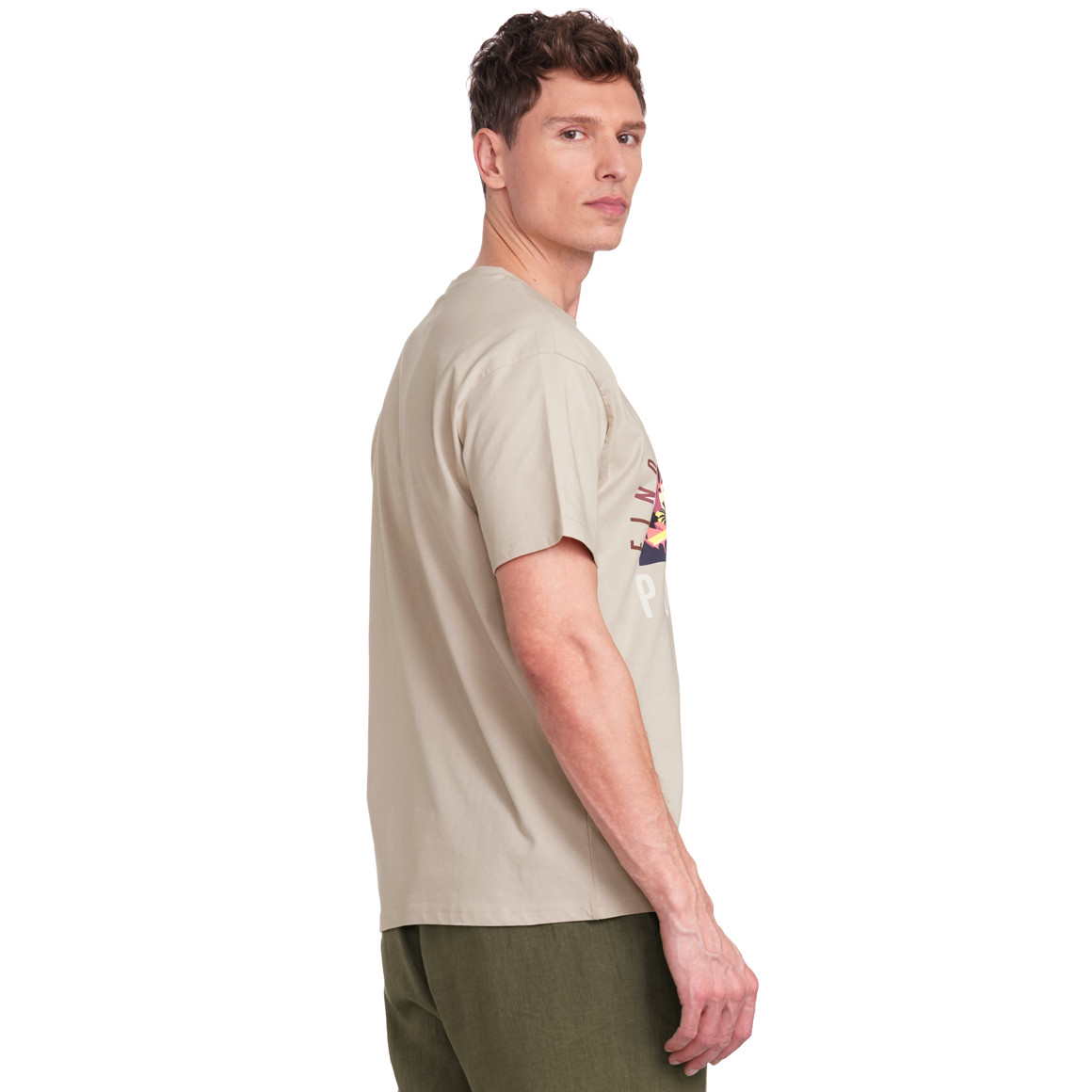 Jonas Nielsen Herren T-Shirt mit großem Print beige
