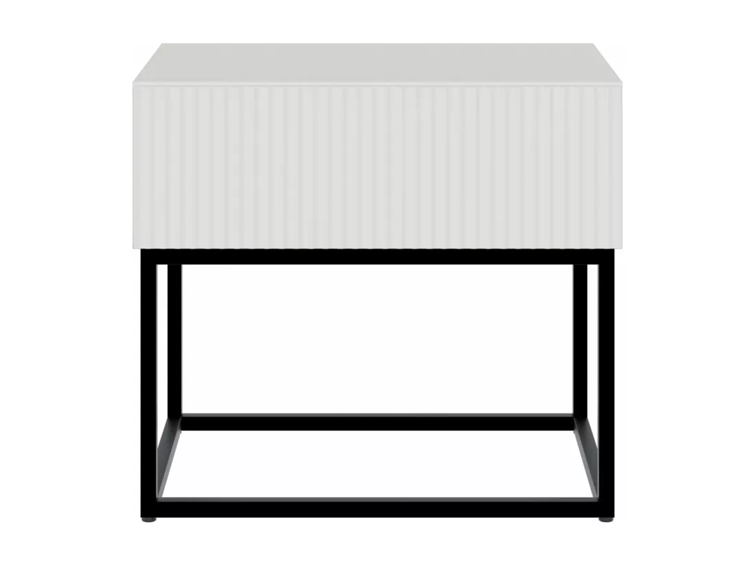 Table de chevet - 50 cm blanc avec pieds noirs - VELDIO