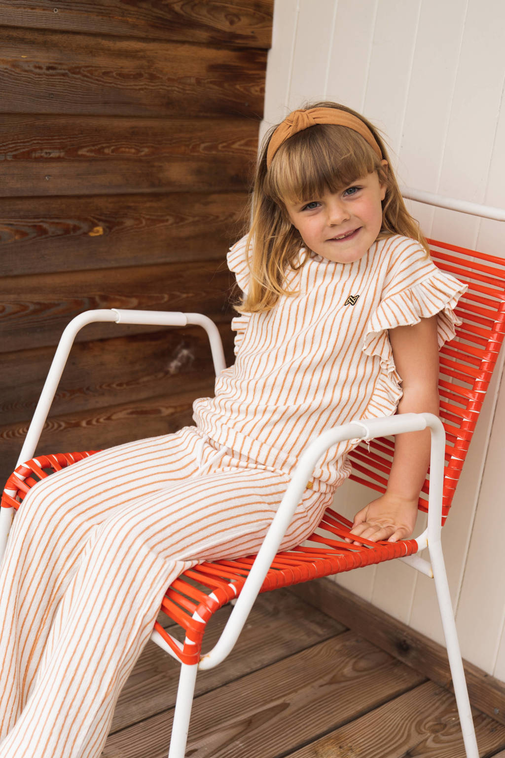 Koko Noko shirt + broek geel/wit gestreept