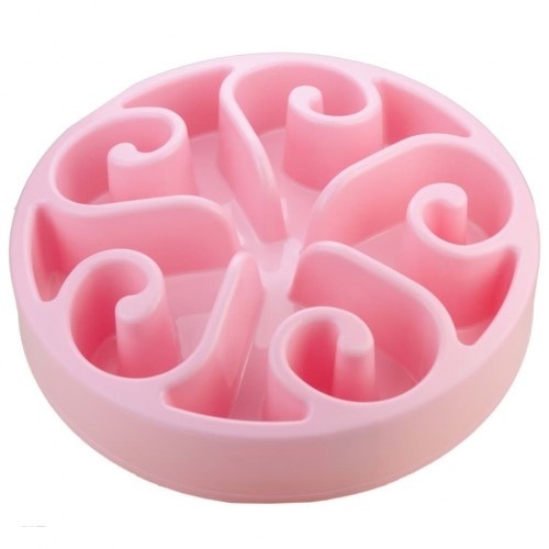 Comedouro lento redondo para cães, rosa