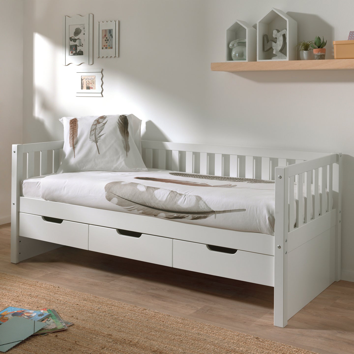 Vipack Fritz Kajuitbed met 3 Laden 90 x 200 cm - Wit