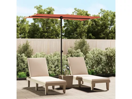 Parasol d'extérieur avec mât en aluminium 180x110cm Terre cuite