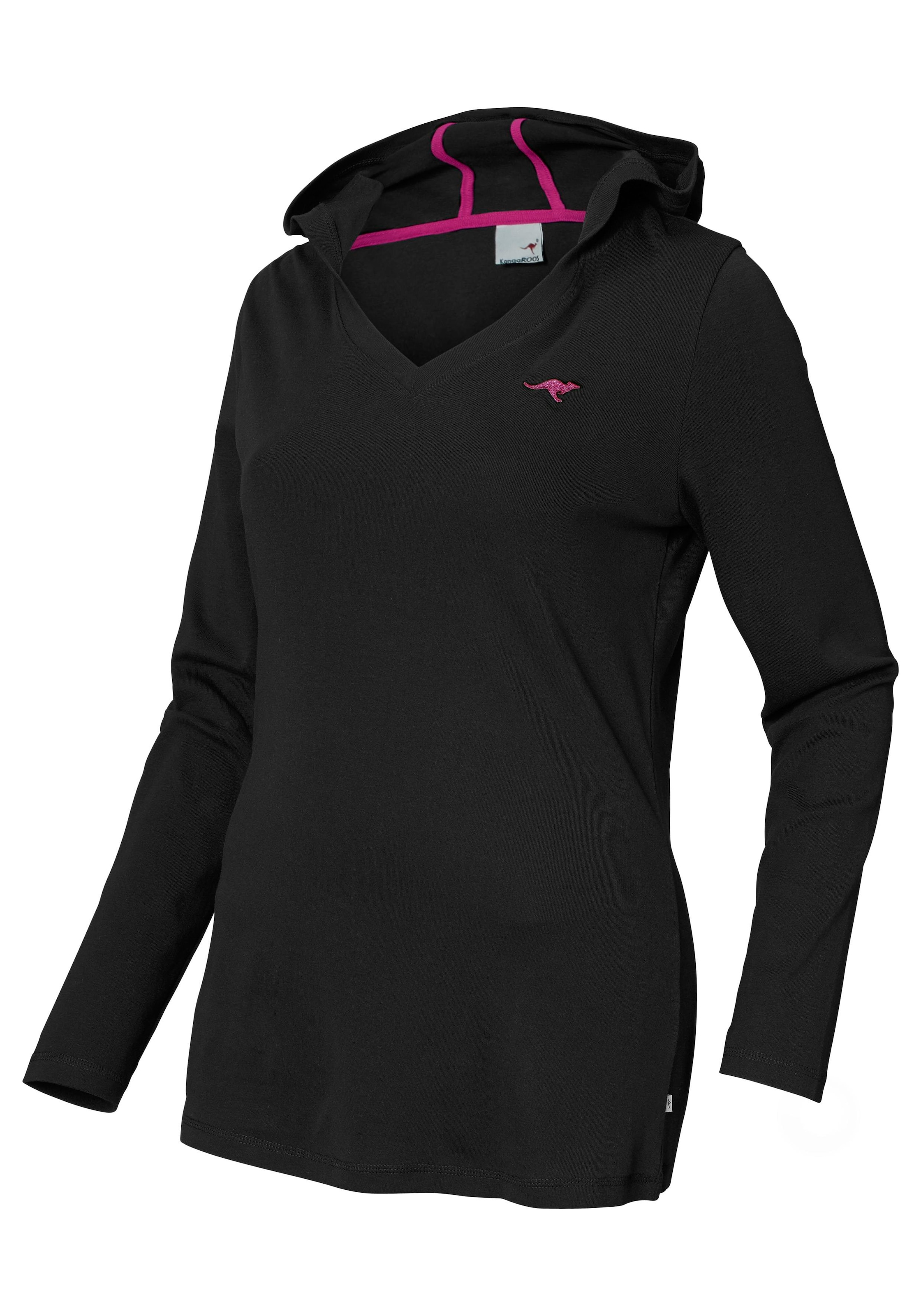 KangaROOS Kapuzenshirt , Langarm,  V-Ausschnitt,  aus 100% Baumwolle, grosse Grössen