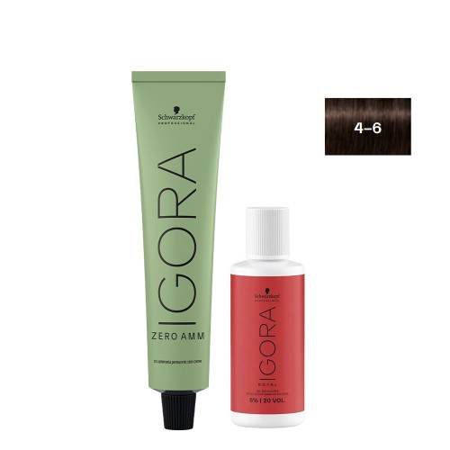 Schwarzkopf Igora Zero AMM 4-6 Castanho Médio Chocolate 60ml   Oxidante 20V