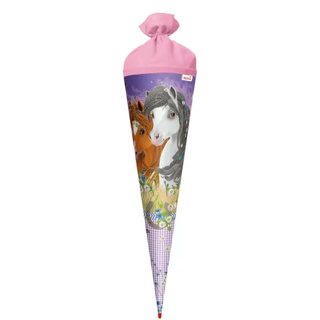 Roth Schultüte Blumenpferde mit Glitter, 70 cm, rund