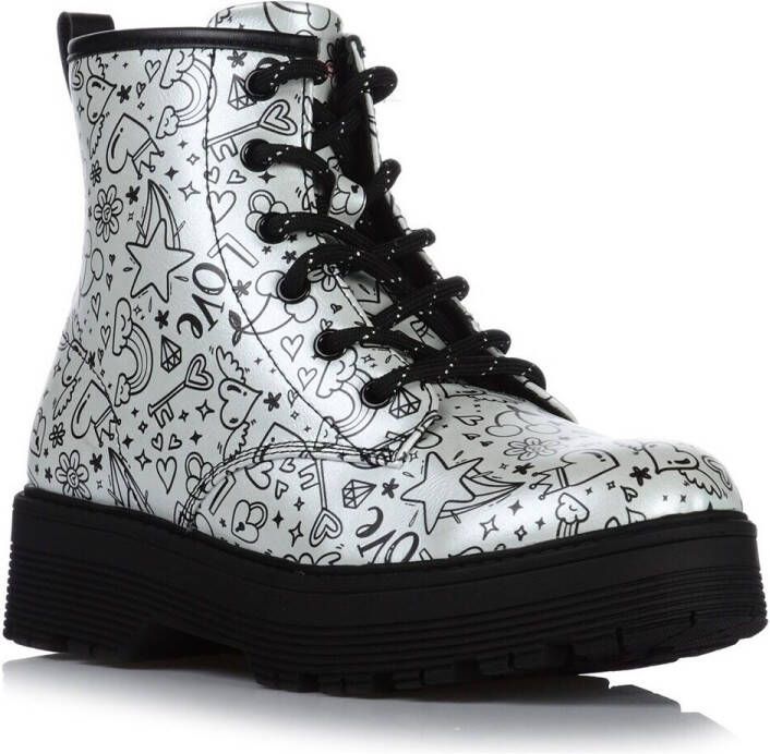 Skechers Gravlen Hi Doodle Down Meisjes Laarzen Zilver