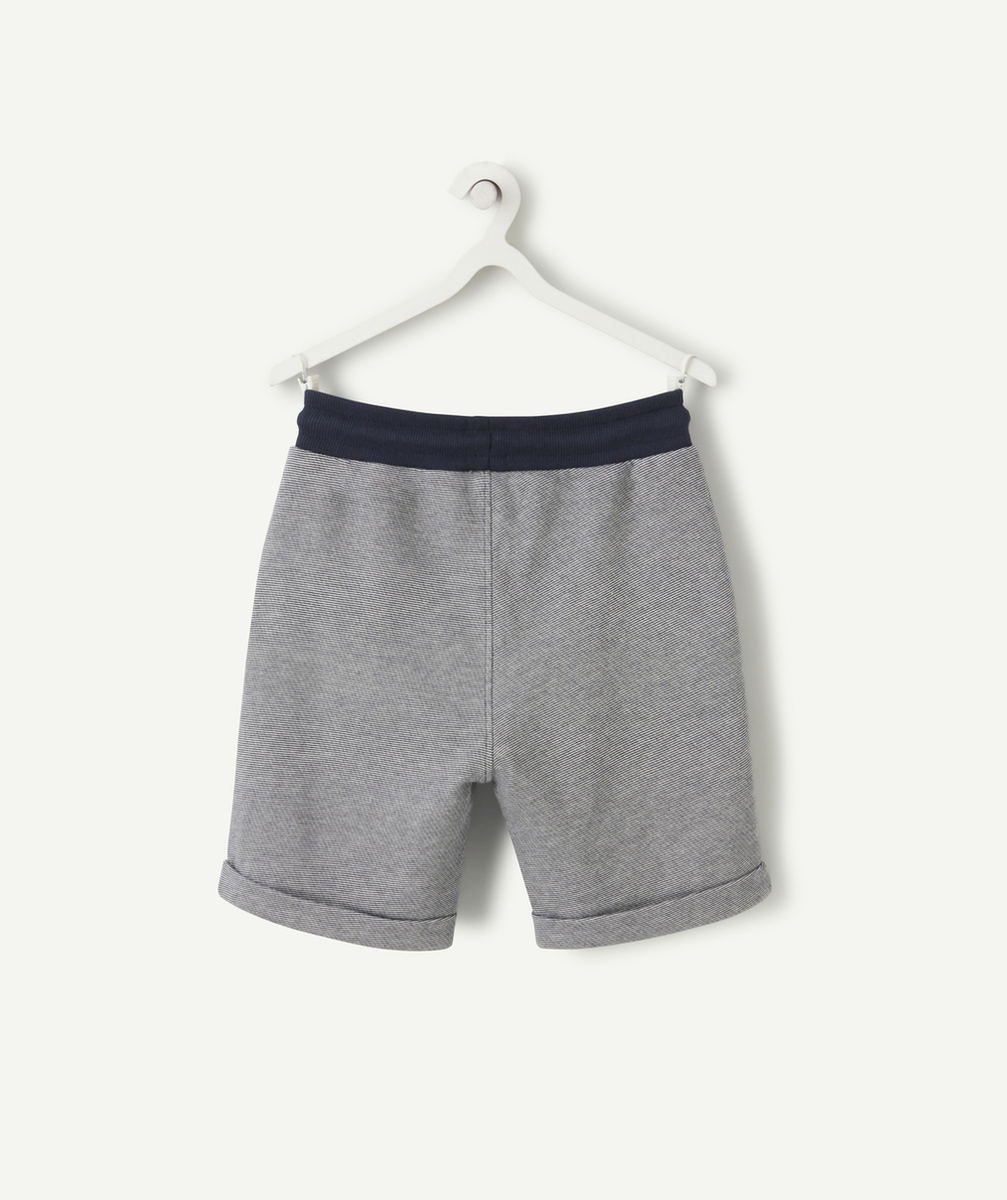 BERMUDA GARÇON EN COTON RAYÉ BLEU ET BLANC