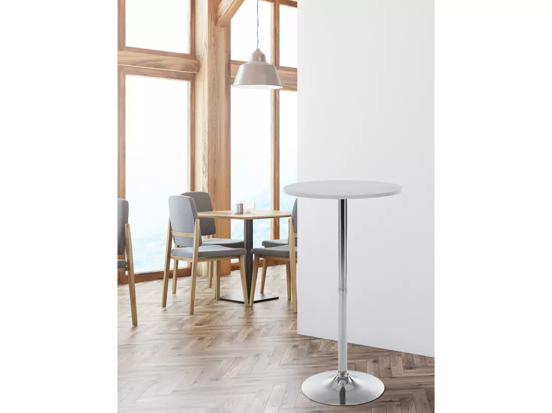 Table haute de bar - rond Ø 60 cm - Bois - Blanc - rund