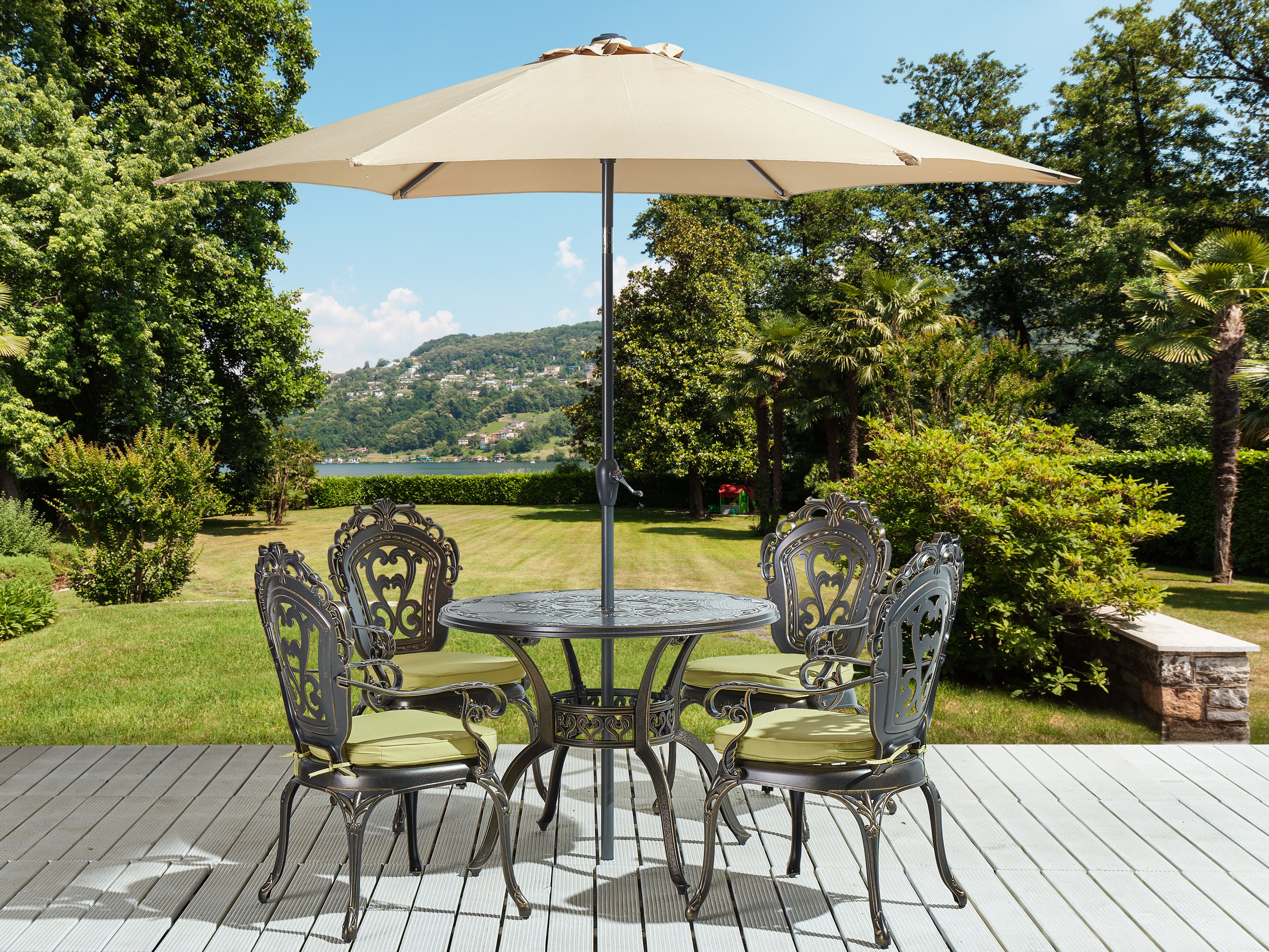 Tuinset 4-zits SAPRI met parasol (16 opties) Metaal Donkerbruin